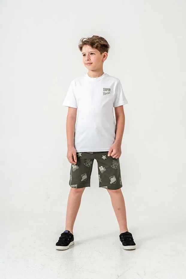 Детский спортивный комплект для мальчиков с принтом Super Racer Mışıl Kids, Khaki — фото 2