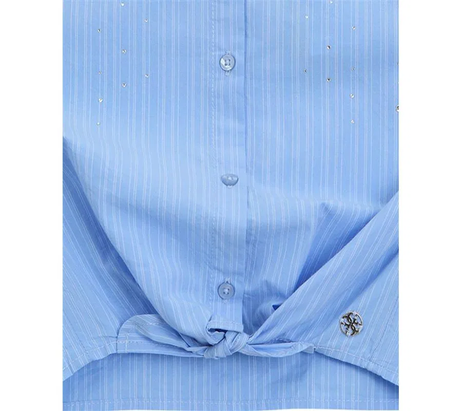 Детская рубашка без рукавов с узлом и стразами GUESS, Blue — фото 3