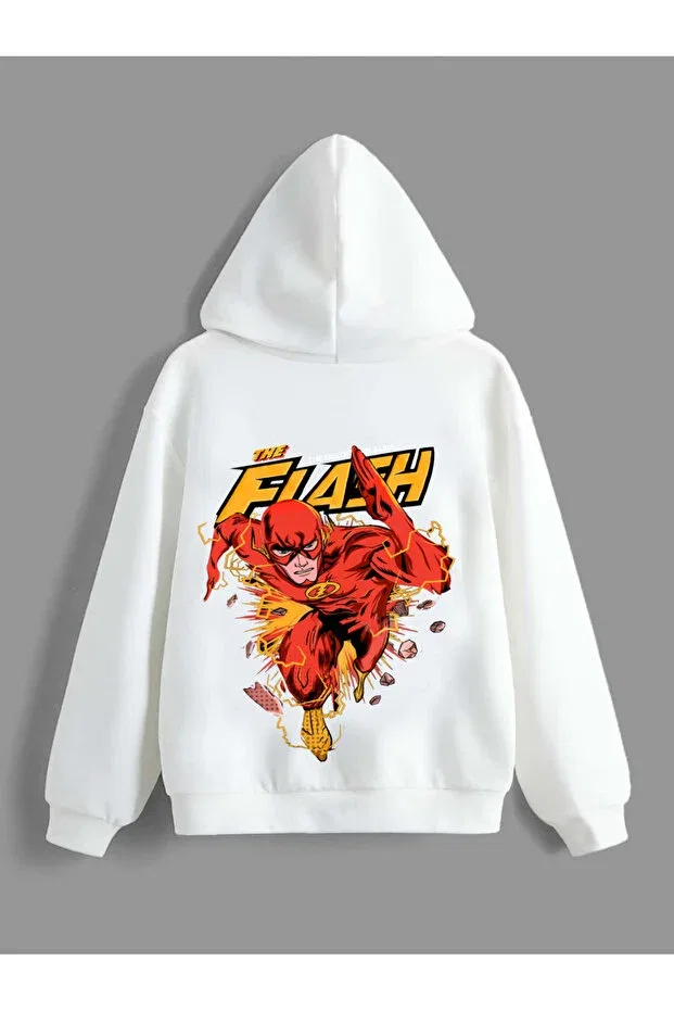 Детское худи с принтом для девочек Flash children's hooded hoodie model69 Galashop, White