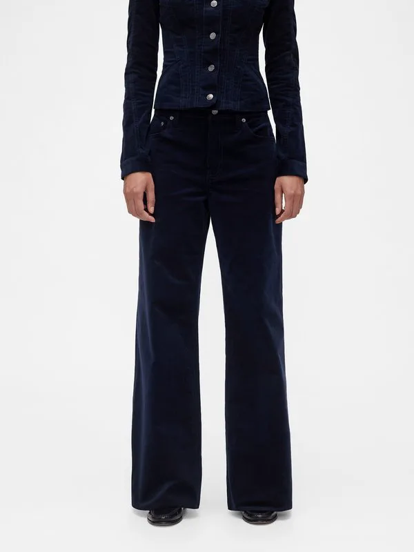 Брюки gapstudio из вельвета с низкой посадкой и широкими штанинами Gap, New Navy