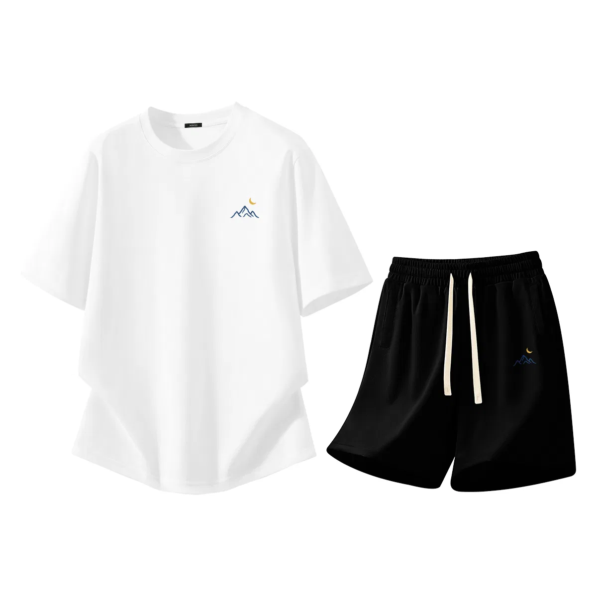 Детский комплект спортивной одежды с принтом Горный пейзаж MINISO, White+Black