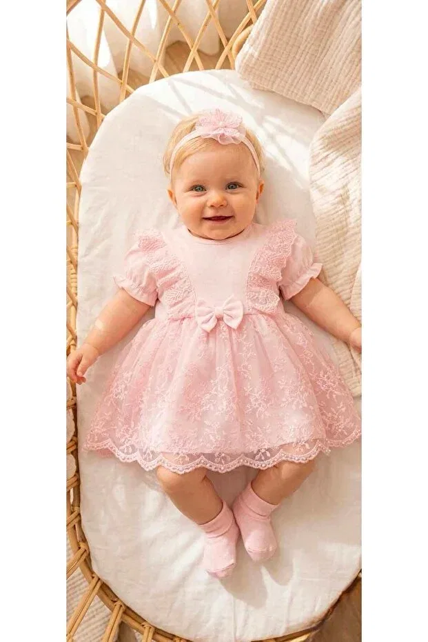Детское платье для девочек с вышивкой Mevlutluk Dress Bebila Baby, Pink