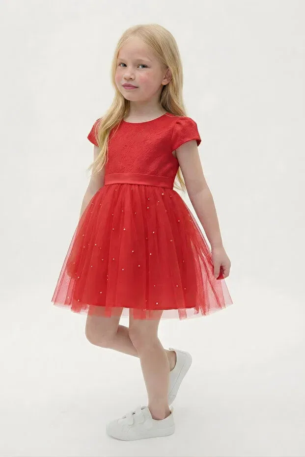 Детское платье для девочек с жаккардовым узором Fesshera Kids, Red