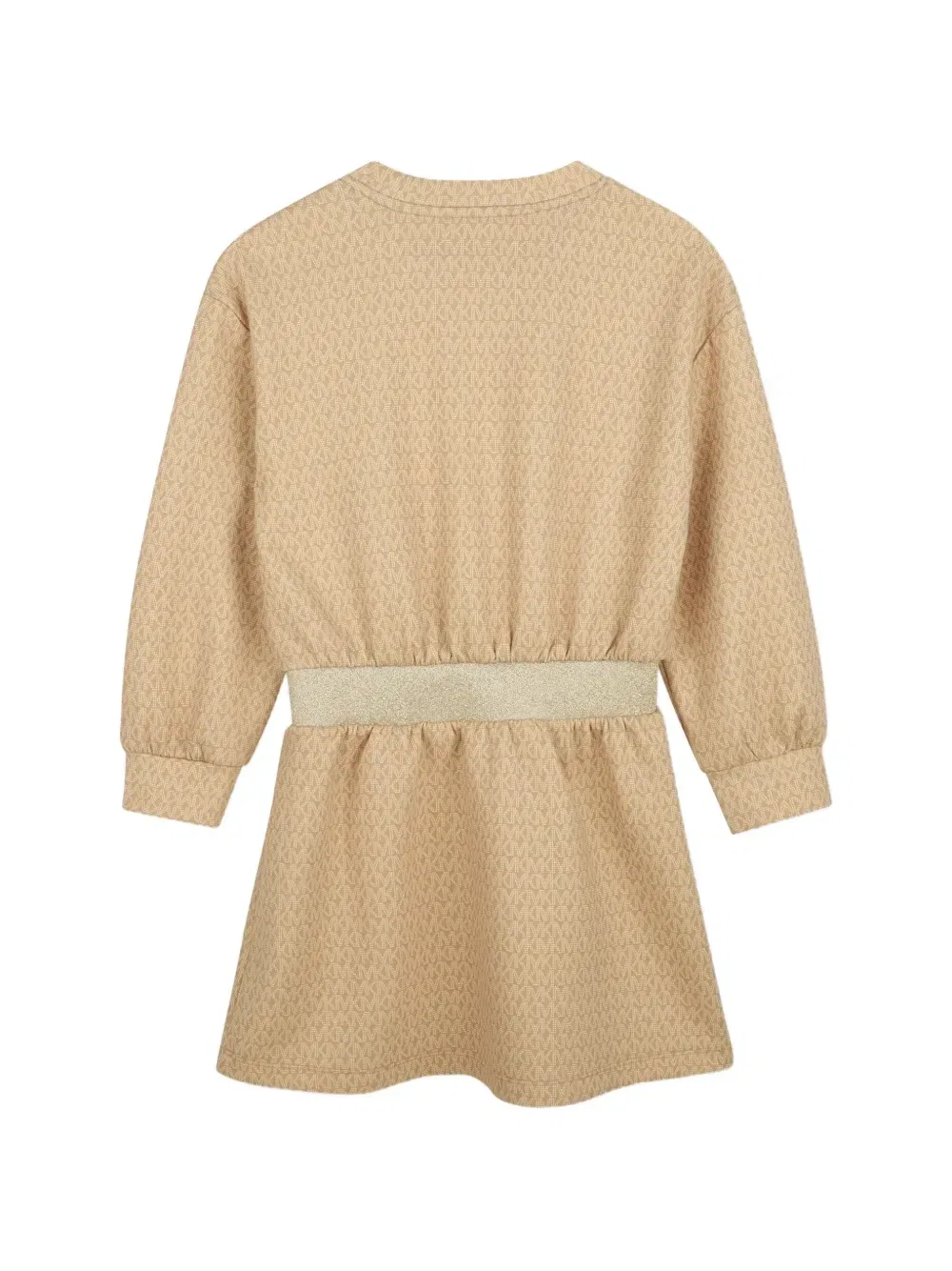 Платье с монограммой и длинными рукавами Michael Kors Kids, бежевый — фото 2