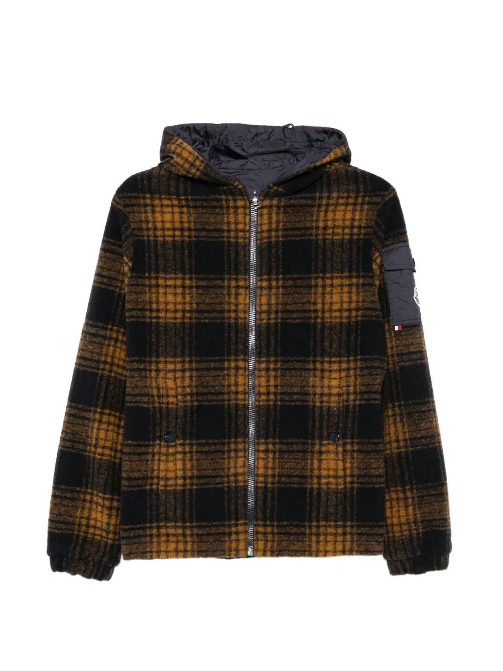 Клетчатая куртка Aubrac с капюшоном Moncler Enfant, синий