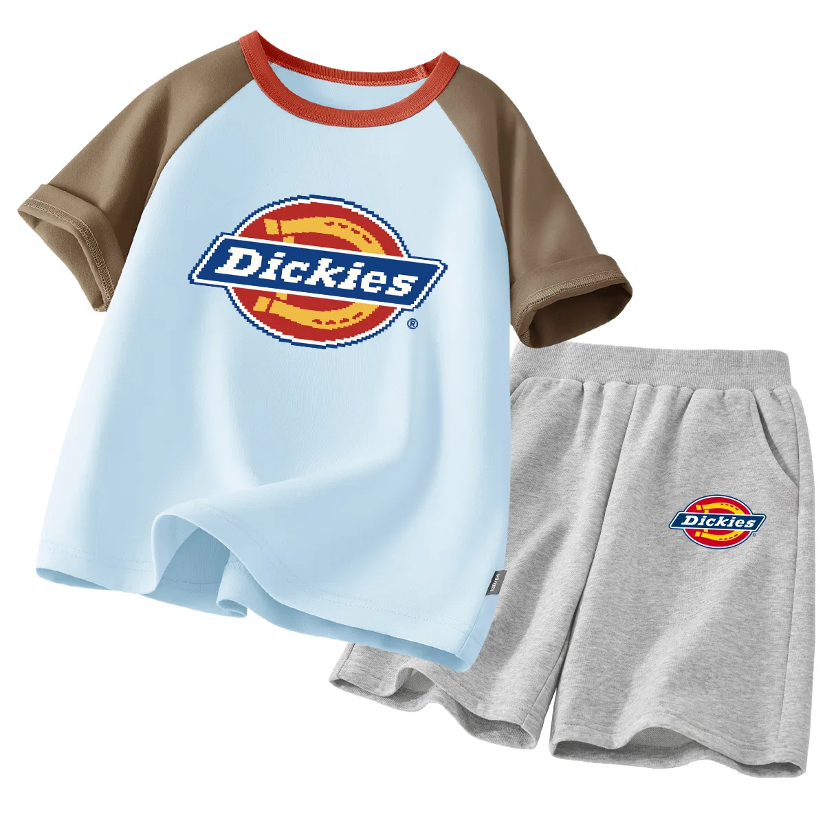 Детский спортивный комплект с круглым вырезом Sise Pixel Blue+S Standard K Gray Dickies, Sise Pixel Blue+S Standard K Gray