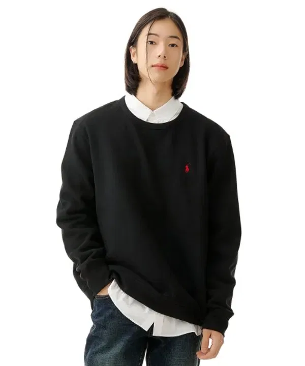 Свитшот с круглым вырезом, флис, Polo Ralph Lauren, черный
