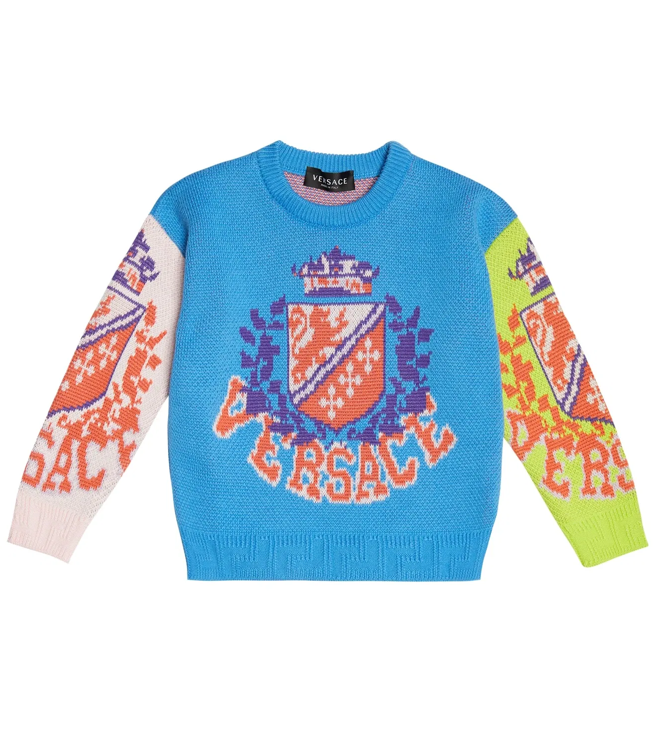 Свитшот хлопковый с интарсией Versace Kids, мультиколор