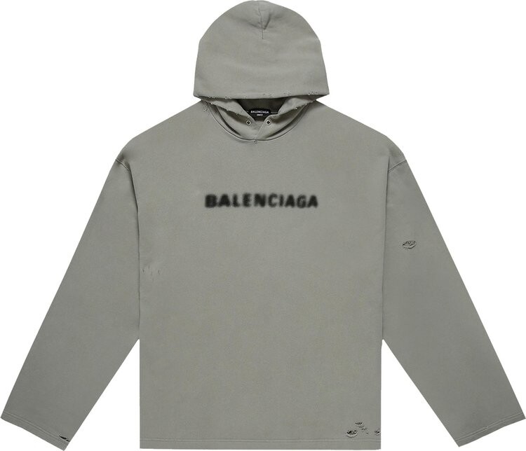 

Худи Balenciaga Blurry Logo Hoodie 'Steel Grey/Black', серый