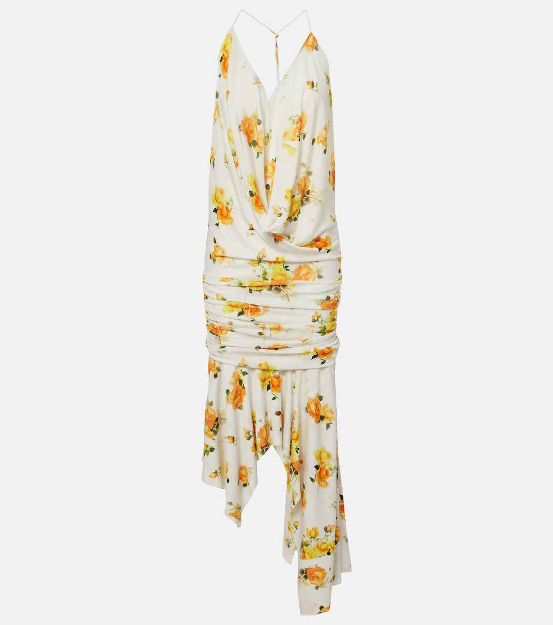 Платье миди асимметричного кроя Dikata с цветочным принтом Acne Studios, Orange/White