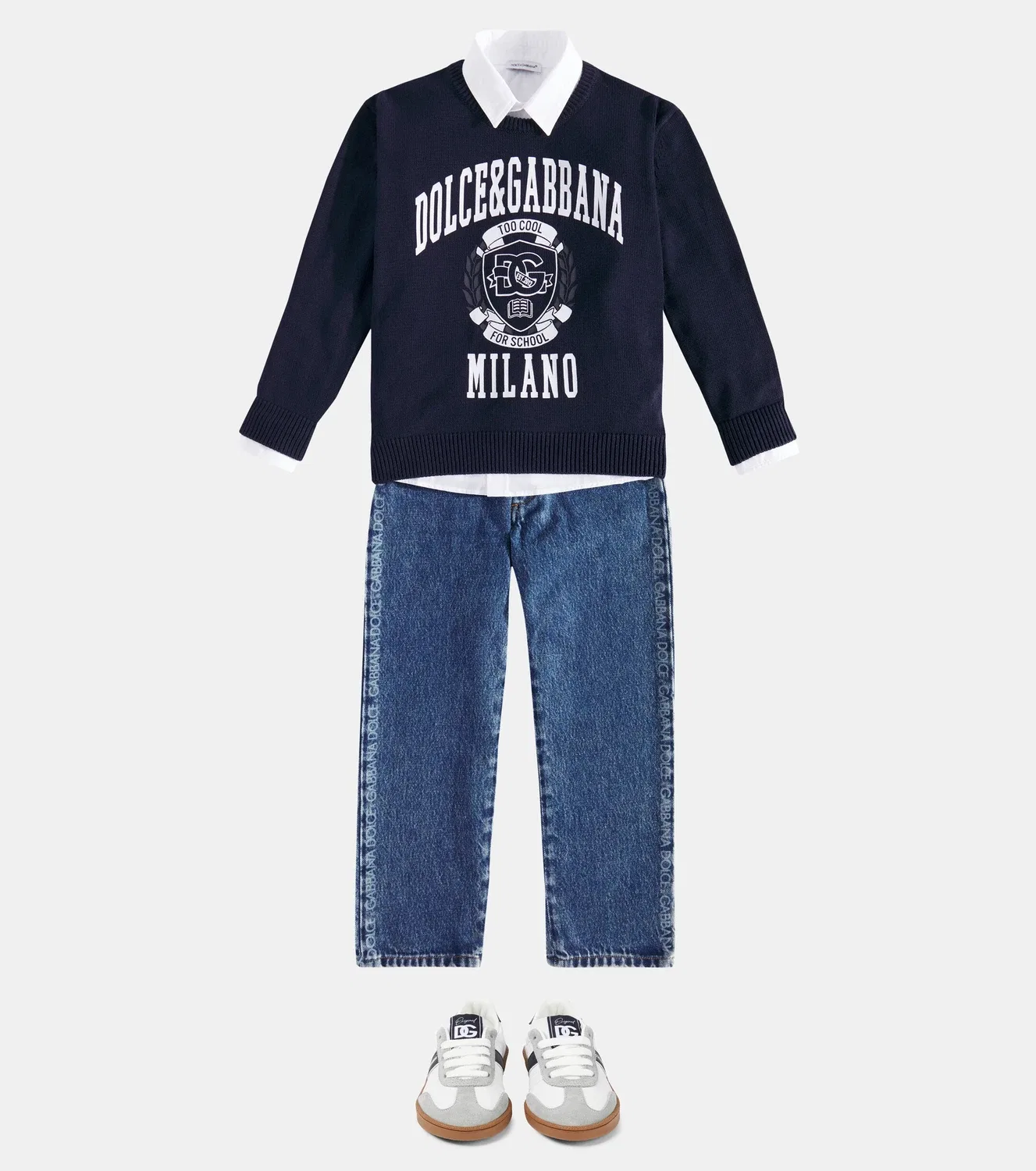 Свитшот хлопковый с принтом Dolce&Gabbana Kids, синий — фото 2