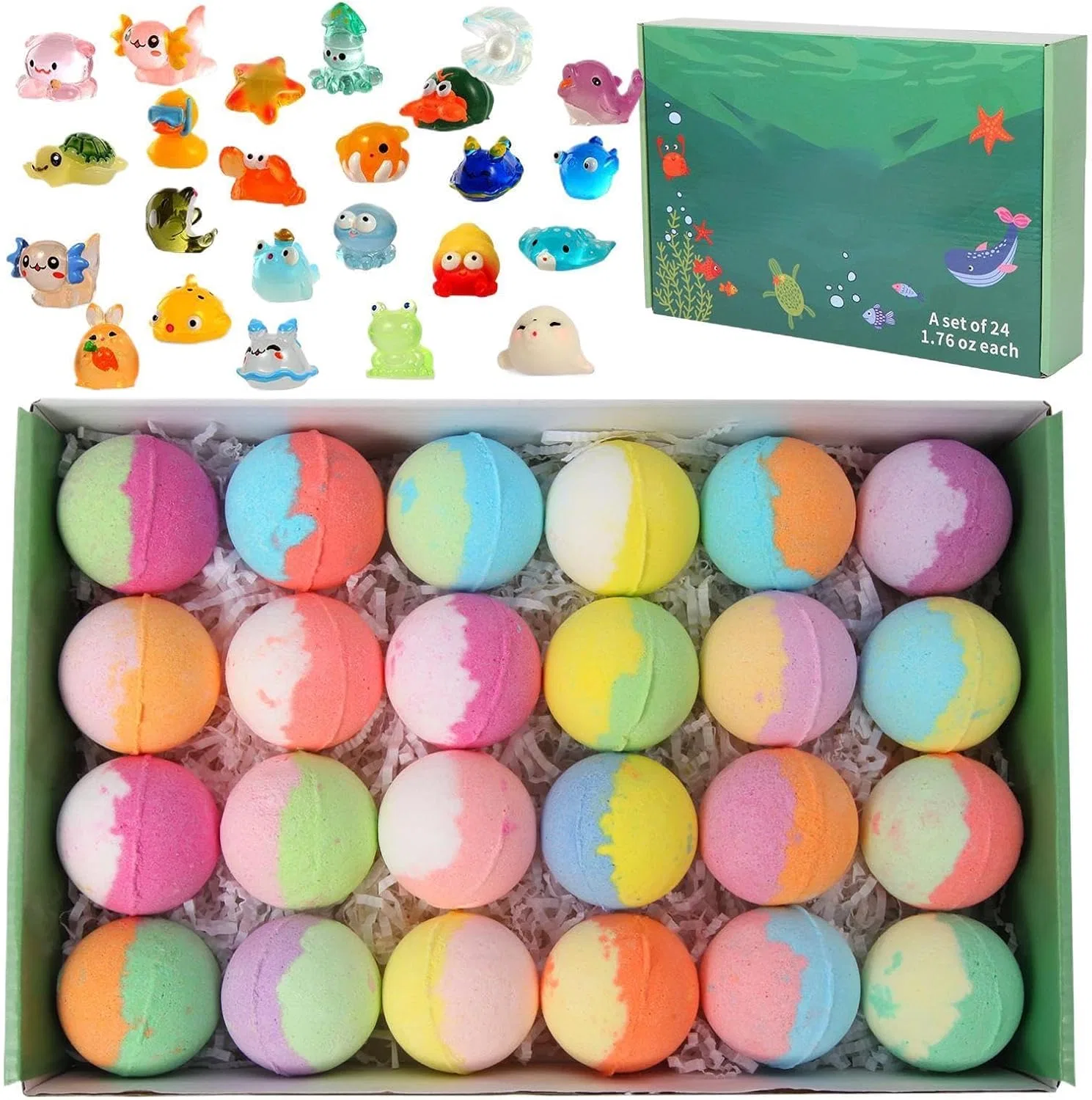 Бомбочки для ванны с игрушкой внутри, Linsition, 24 шт