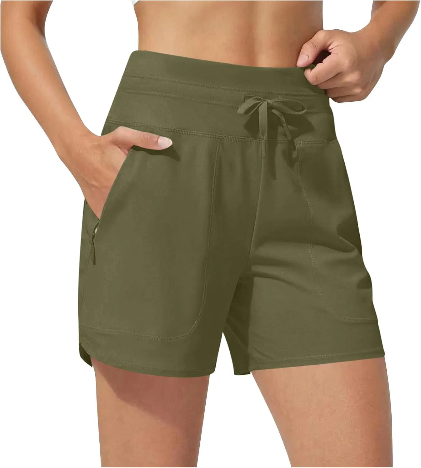 Женские шорты для плавания с высокой талией Quick Dry, Army Green