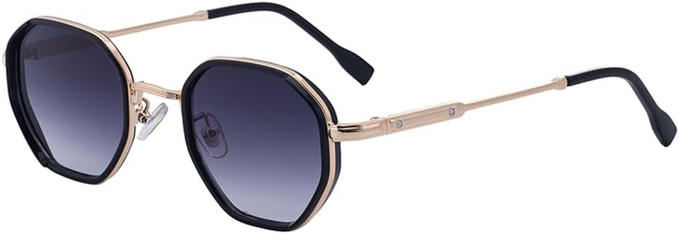 

Винтажные солнцезащитные очки в форме восьмиугольника с маленькой оправой для женщин, модные многоугольные солнцезащитные очки для вождения, классические металлические очки для мужчин WNCKSQ, C2golddoublegray