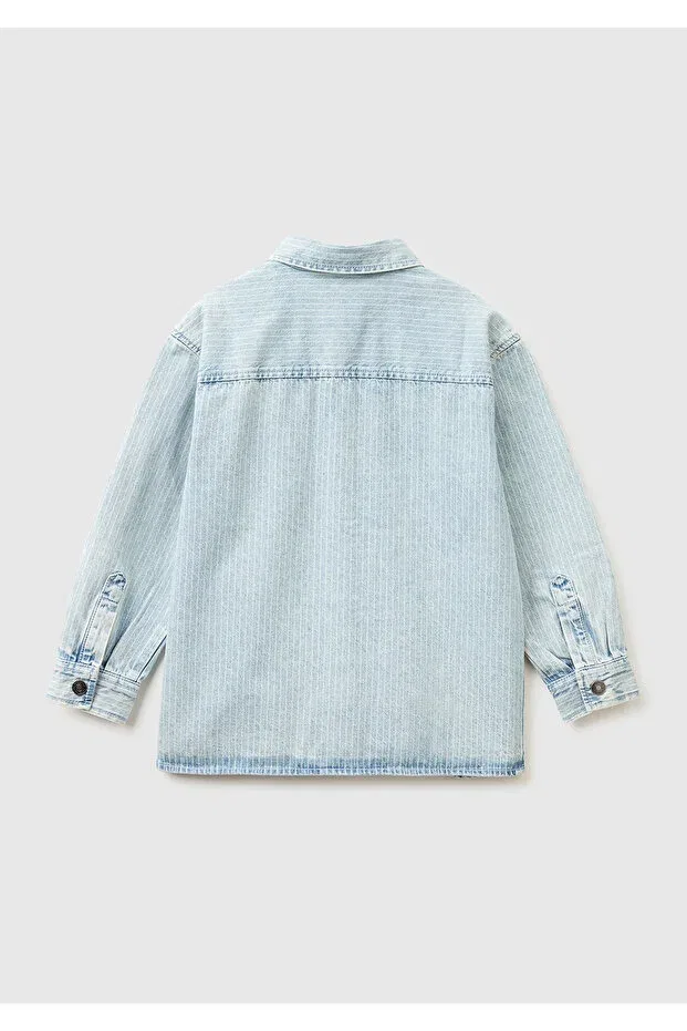 Детская рубашка для мальчиков джинсовая United Colors Of Benetton, Ice Blue — фото 2