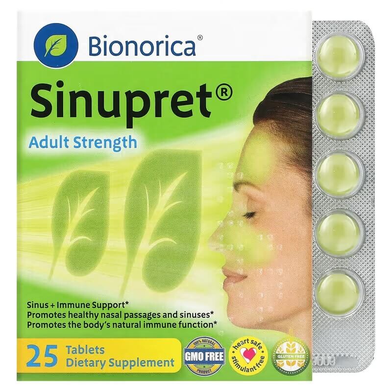 

Синупрет Bionorica Синус + Иммунная поддержка, 25 таблеток