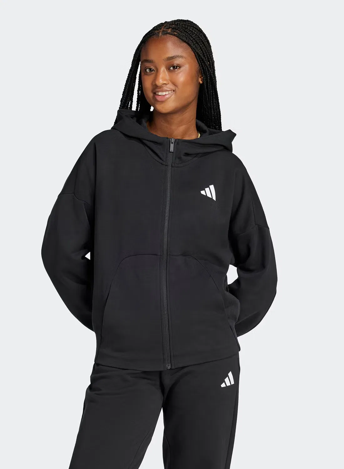 Худи на молнии с логотипом Future Icons Adidas, черный