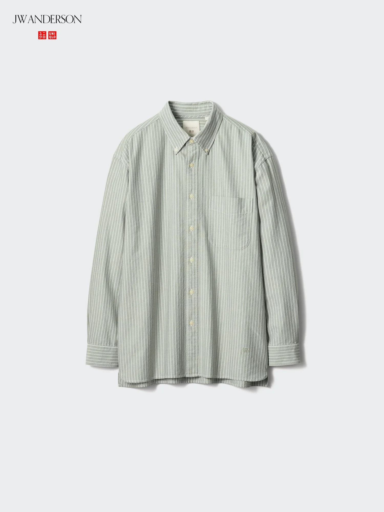 Оксфордская рубашка оверсайз в полоску Uniqlo x JW Anderson, 54 зеленый — фото 3