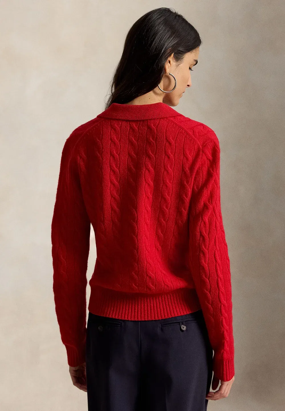 Свитер-Поло из шерсти и кашемира крупной вязки Polo Ralph Lauren, Flanders Red Heather — фото 3