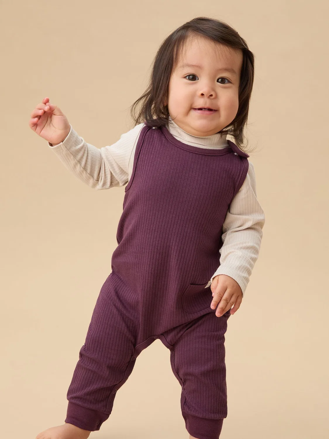 Комбинезон-боди рифленый, модель Romper Dungarees Mori, фиолетовый