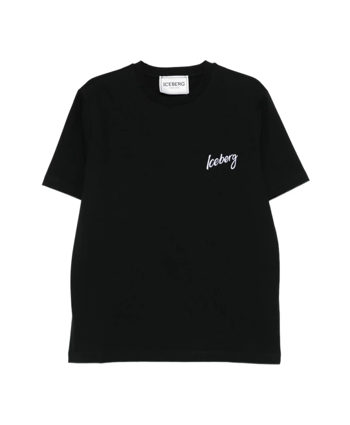 

Черная футболка с логотипом и круглым вырезом. Iceberg, черный