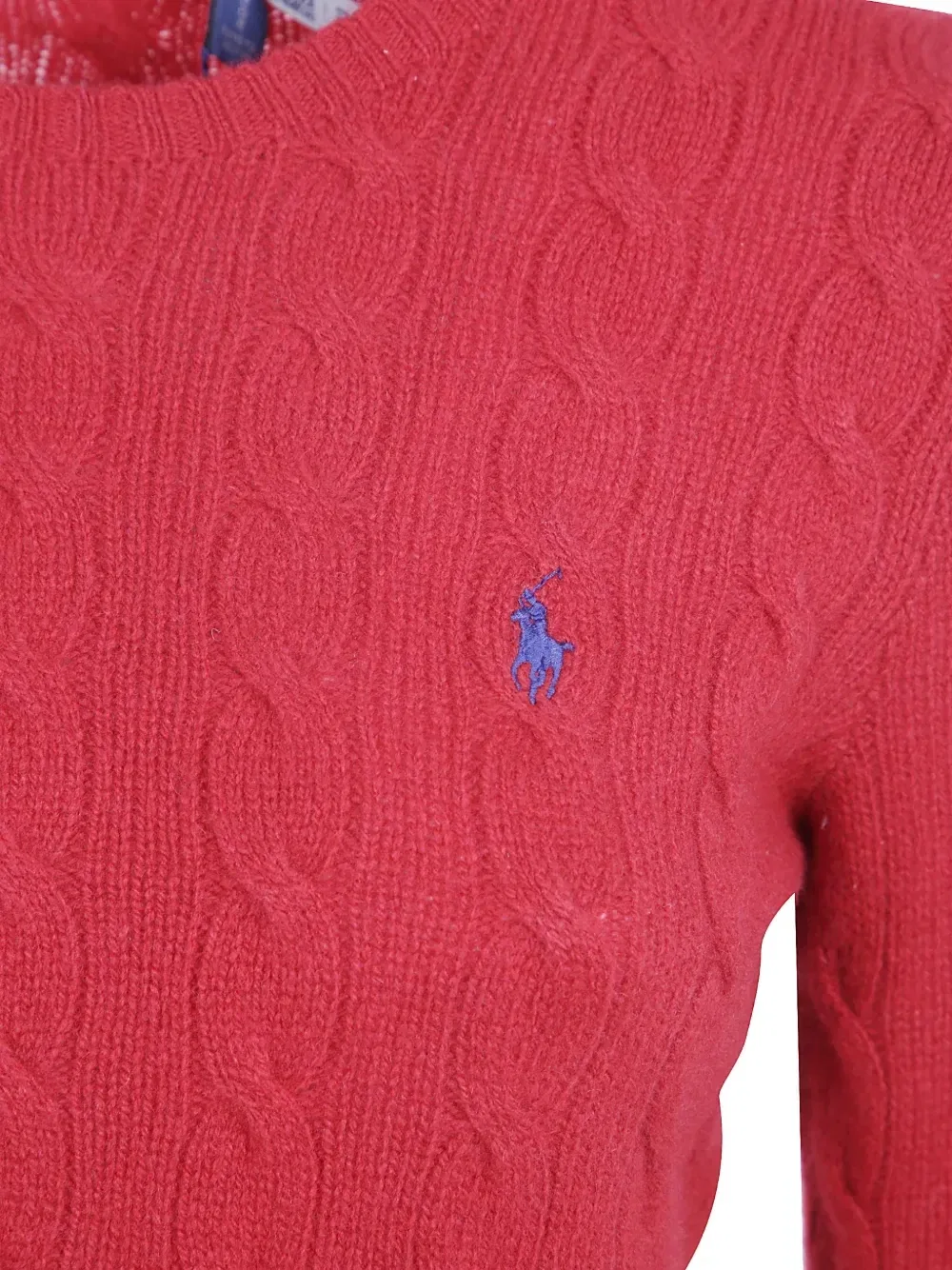 Вязаный шерстяной свитер в косичку POLO RALPH LAUREN, красный — фото 3