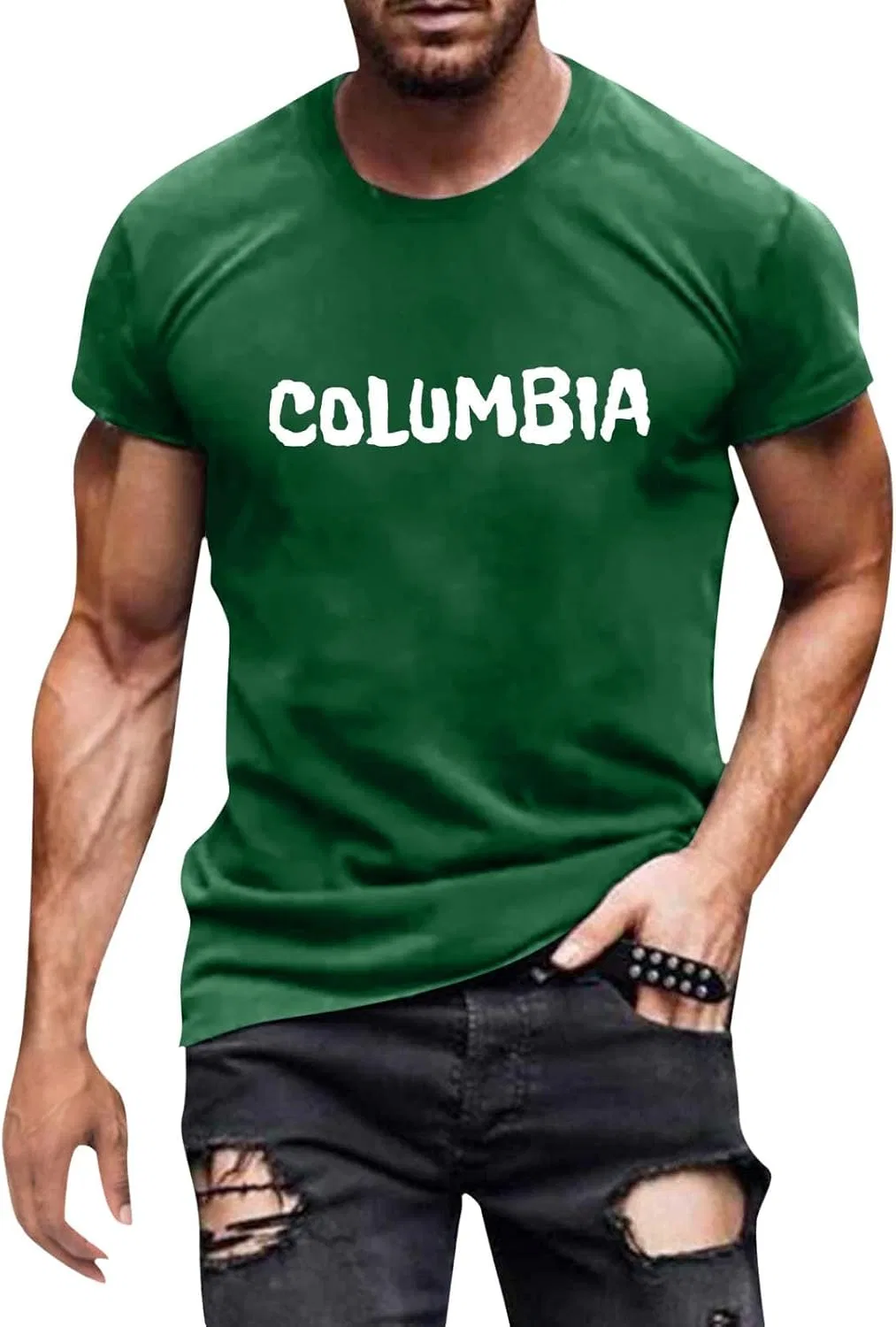 Мужская футболка с принтом города, длинный рукав, Regular Fit, Green