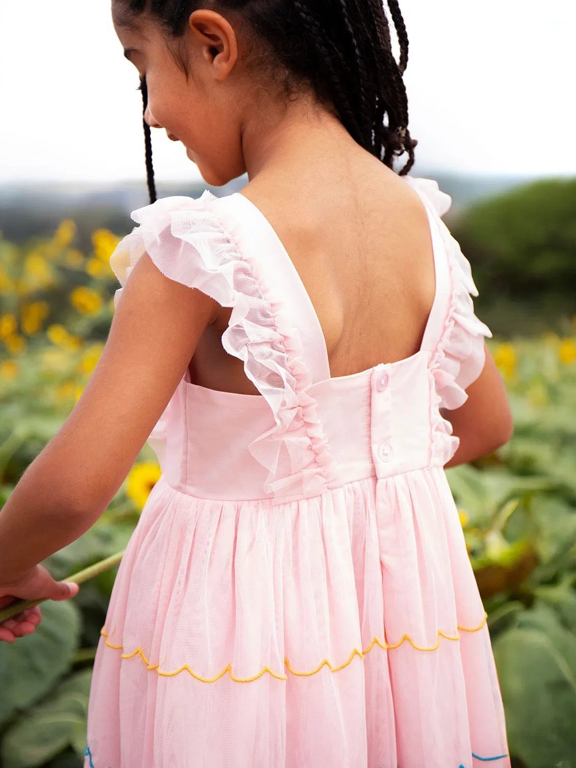 Платье для особого случая с фартуком Frugi, розовое — фото 3