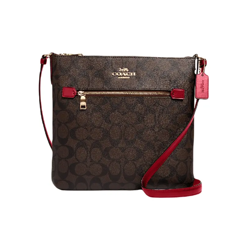 

Сумка Coach Outlet Rowan File In Signature Canvas, коричневый/красный