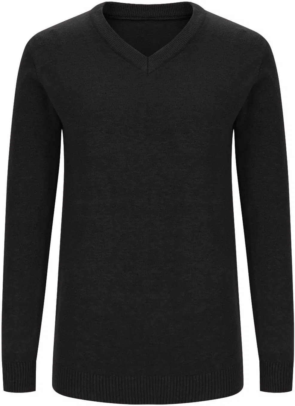 Женский свитер с V-образным вырезом, с длинным рукавом, чёрный — фото 4