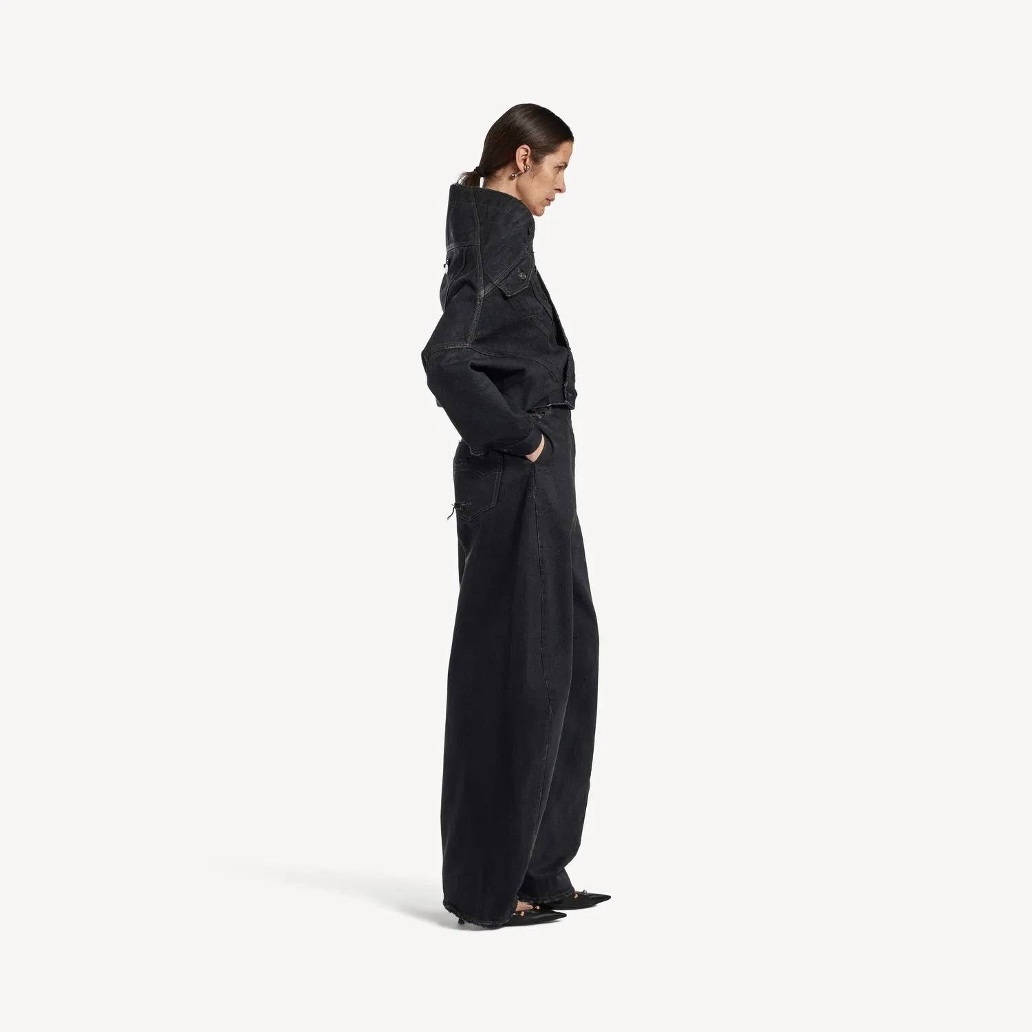 Женские брюки с высокой талией Barrel Twisted Seam в винтажном стиле Balenciaga, черный — фото 4