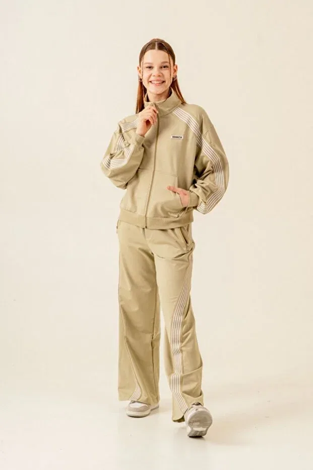 Детский спортивный костюм для девочек с принтом Hausekids, Khaki — фото 3