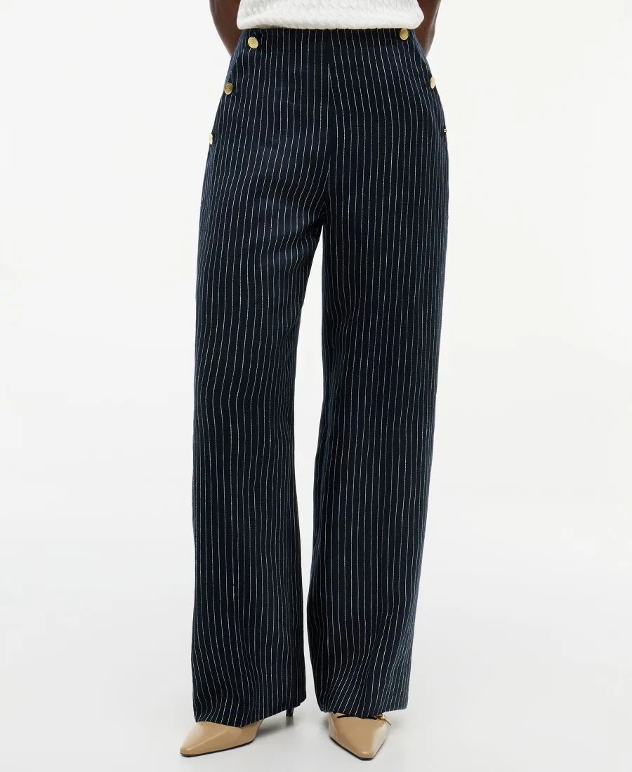 Брюки с высокой посадкой, с принтом в полоску Tommy Hilfiger, Pin Stripe Navy