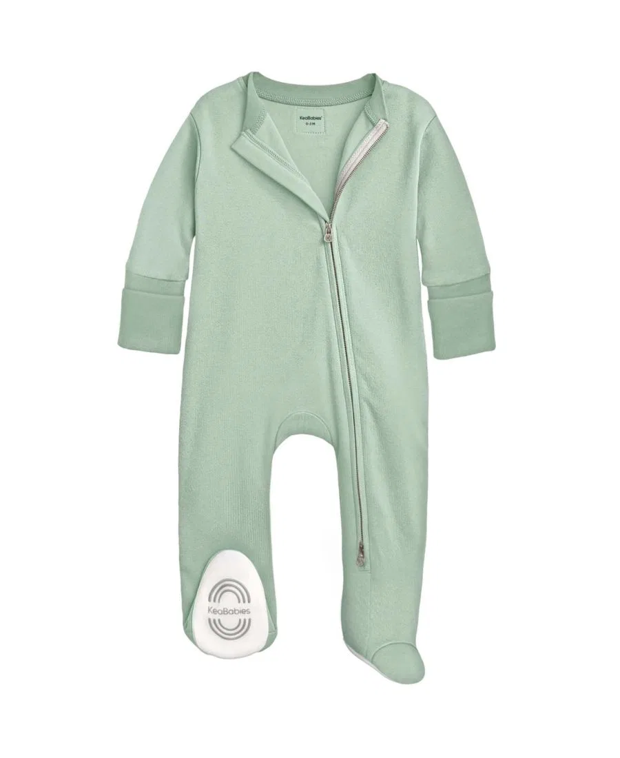 Детский слип-пижама Soothe Sleep N' Play Footed Pajama, хлопковый, с манжетами-рукавичками KeaBabies, Sage