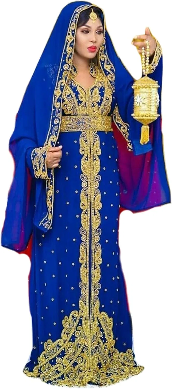 Женское кафтан-платье с капюшоном Al Yasin Creation, Blue