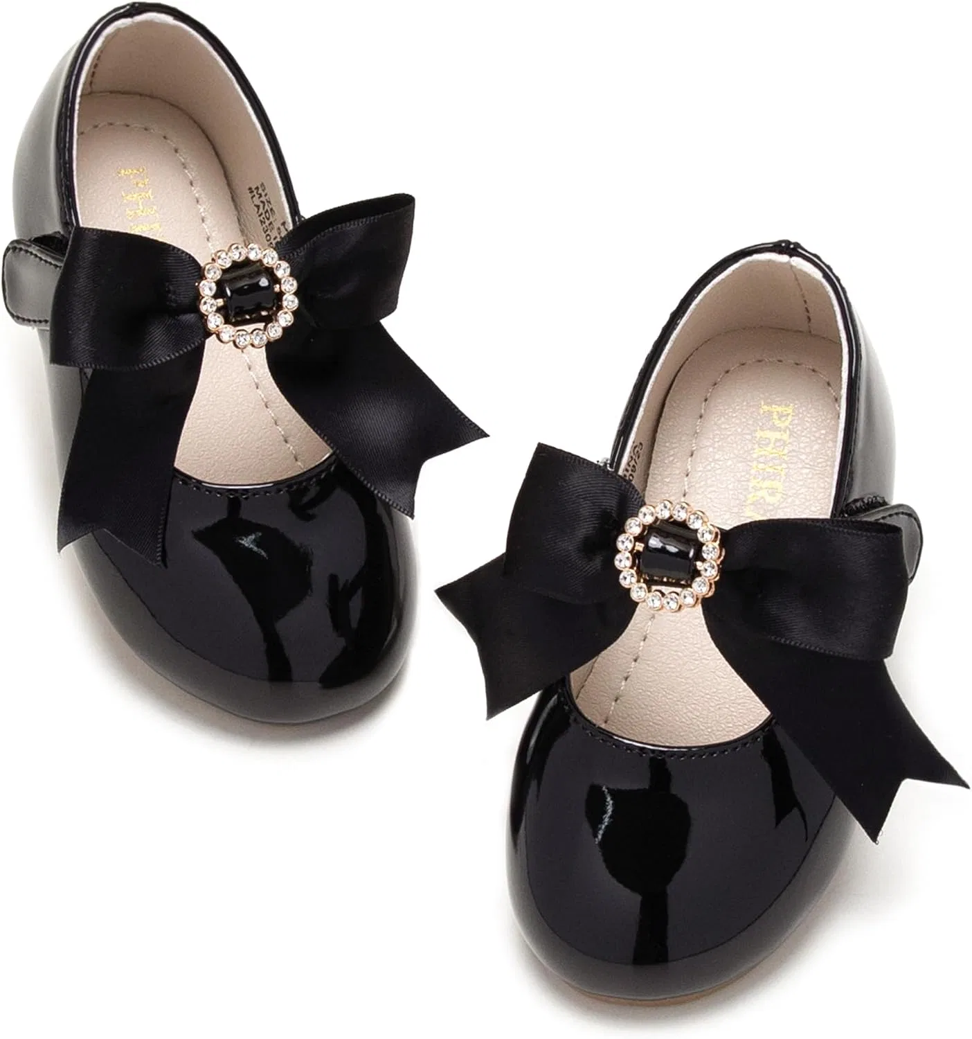 Детские туфли Мэри Джейн для девочек PHIRAMIN, Elegant Bowknot Black