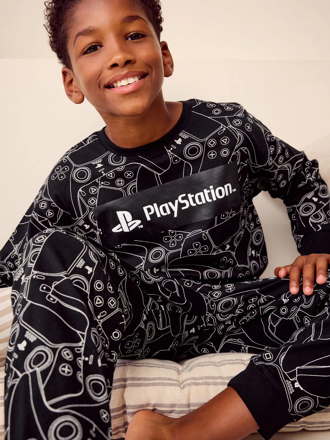 Пижама с длинным рукавом и длинными штанинами Playstation Next, черно-белый — фото 2
