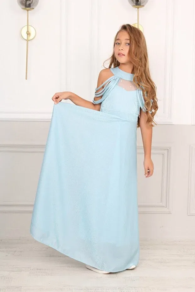 Детское платье для девочек сатиновое A-line Graduation Dress Jannock, Mavi — фото 2