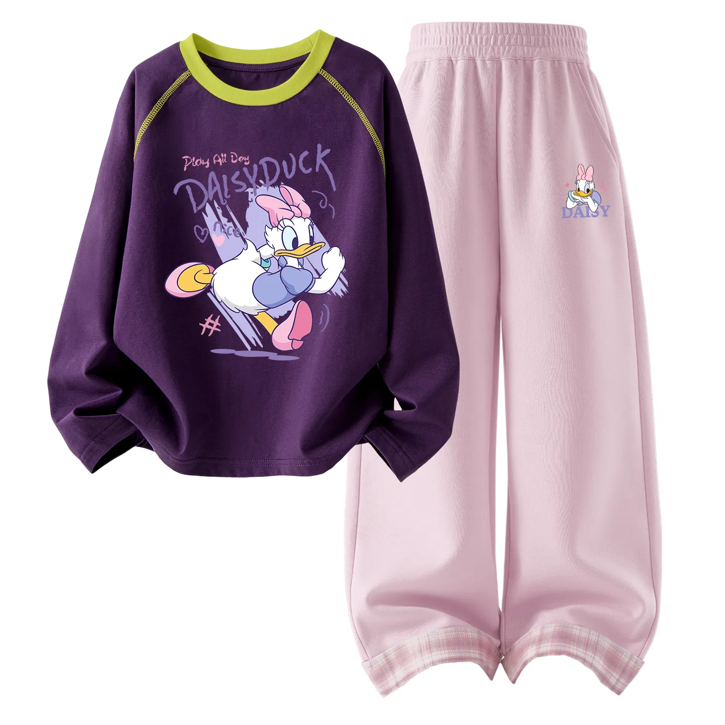 Детский комплект спортивной одежды с круглым вырезом Di Runaway Mulberry Purple+Di Smile Daisy K Cherry Blossom Pink Disney, Di Runaway Mulberry Purple+Di Smile Daisy K Cherry Blossom Pink