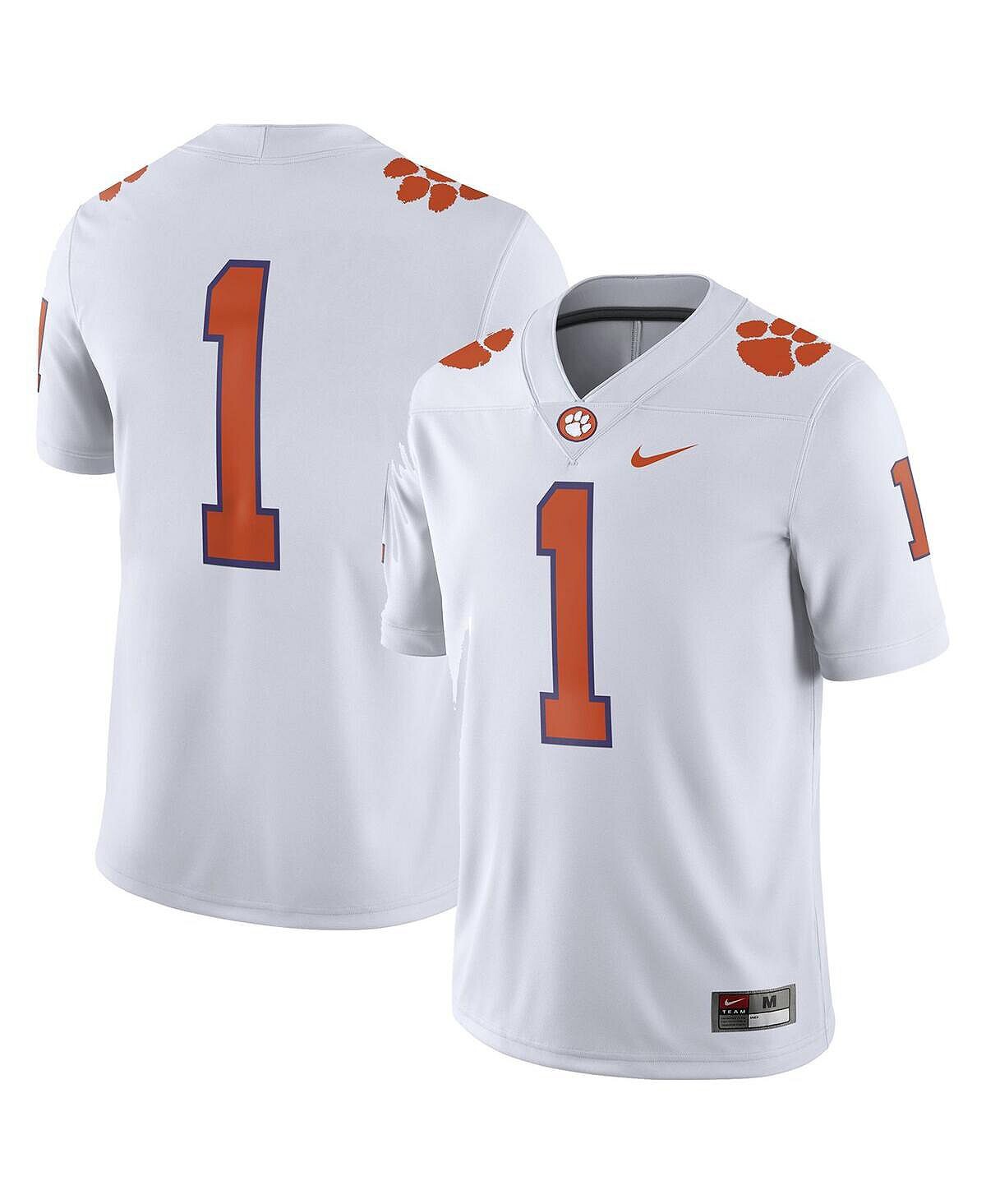 

Мужская белая футболка clemson tigers #1 для выездных игр Nike, белый