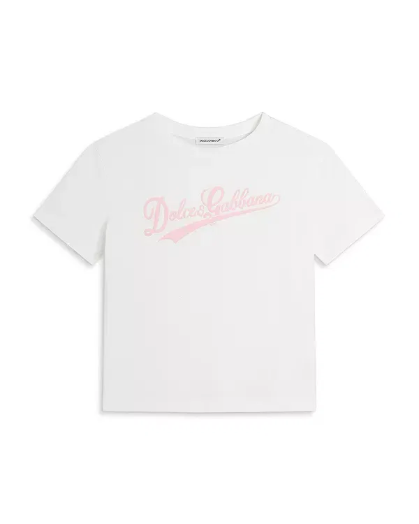 Детская футболка для девочек с принтом Dolce & Gabbana, белый