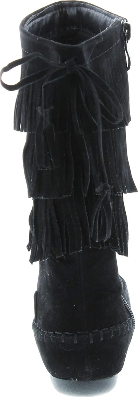 Детские сапоги для девочек с бахромой Link Candice-16K, Black — фото 4
