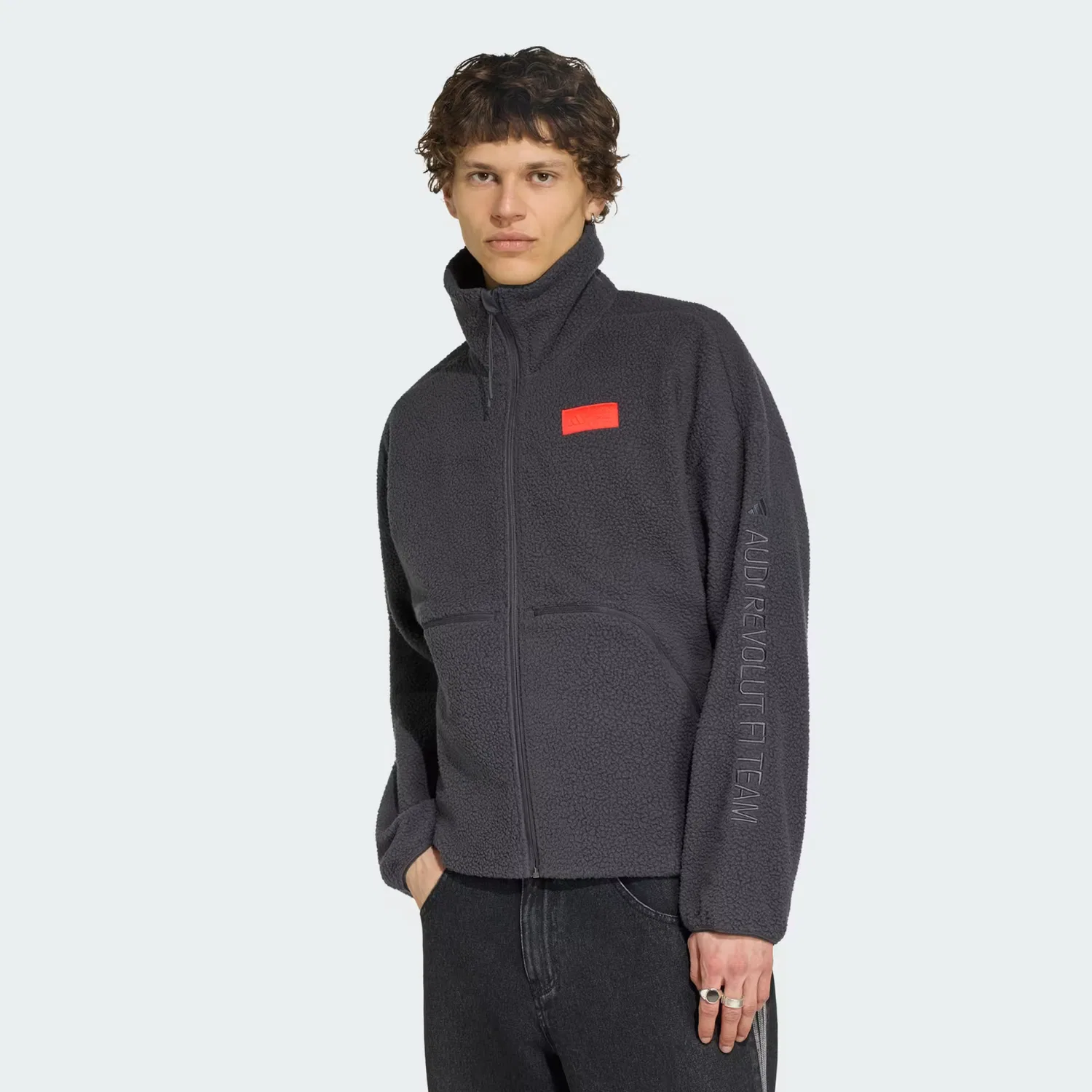 Мужская флисовая куртка на молнии Audi Formula One Team Elevated Polarfleece Adidas Performance, Utility Black/Hi-Res Red