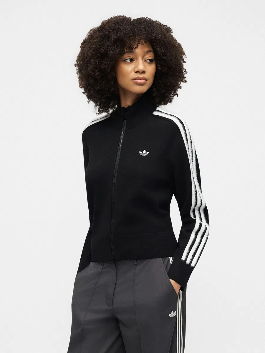 Вязаный кардиган ADIDAS ORIGINALS 'Firebird' черного цвета — фото 3