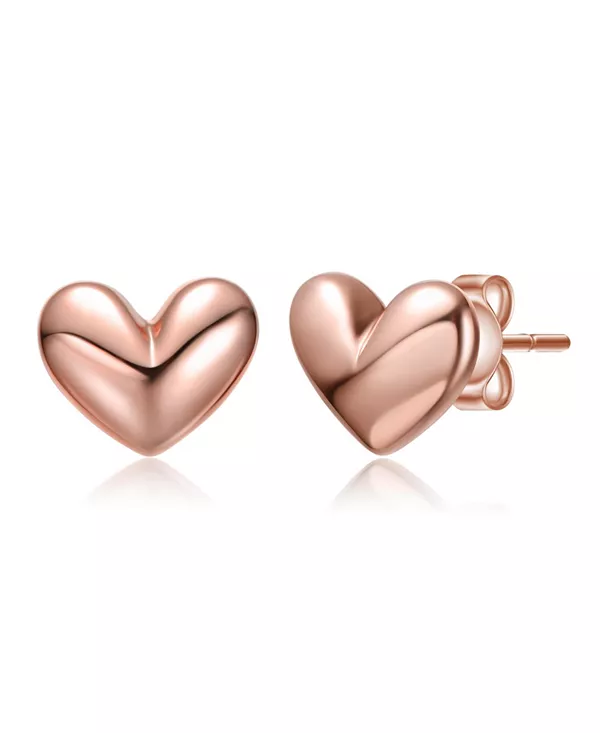 

Минималистичные серьги-гвоздики в форме сердца с покрытием из белого золота, 14-каратного золота или 18-каратного розового золота Gigigirl, pink