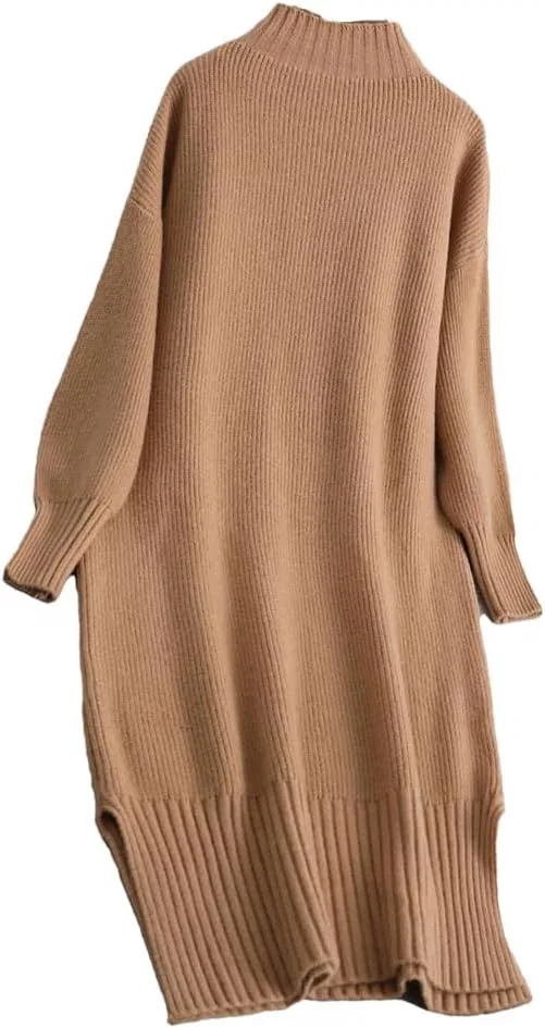 Женское свободное платье-свитер с высоким воротником Casual Knitted Midi Dress, 9 — фото 3