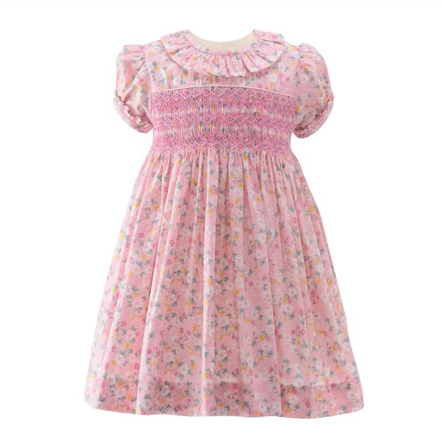 Детское платье для девочек с ручной сборкой и панталонами Flowerette Rachel Riley, Pink Floral
