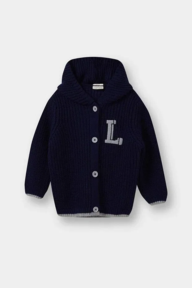 Детский кардиган с вышивкой Defacto, Navy Blue-Nv241
