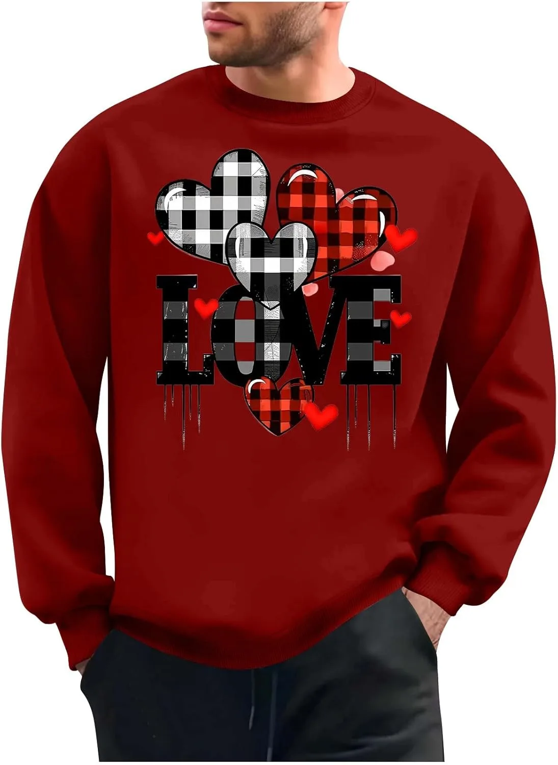 

Мужская модная рубашка 2025 с принтом в клетку и сердцем Smxrfitk