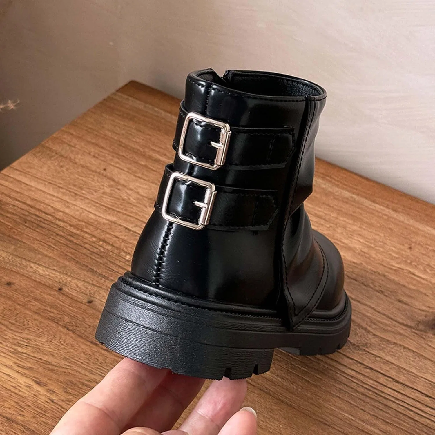 Детские зимние ботинки для девочек и мальчиков с боковой молнией SHOPESSA, Black — фото 2
